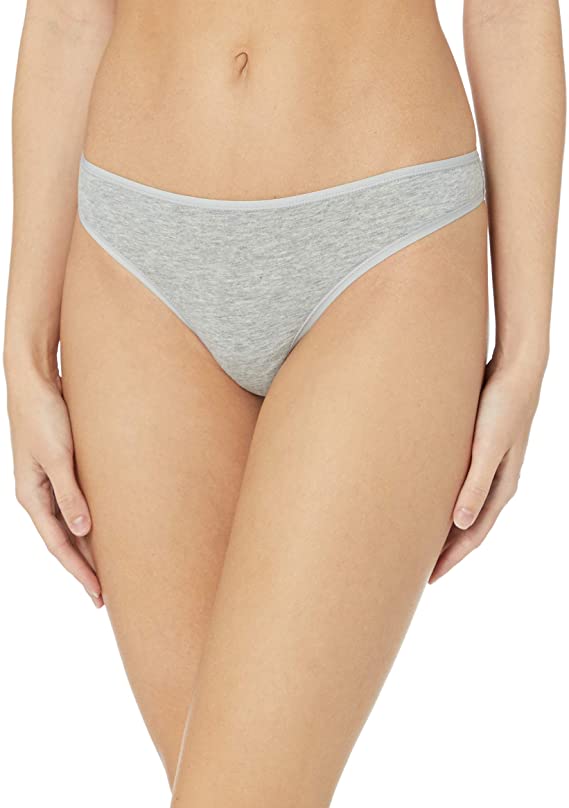 AMAZON ESSENTIALS womens underwear Medium / Grey Cotton Stretch Thong Panty