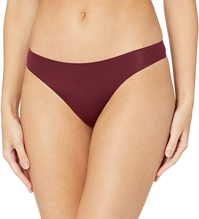 AMAZON ESSENTIALS womens underwear Large / Burgundy Seamless Bonded Stretch Thong Panty