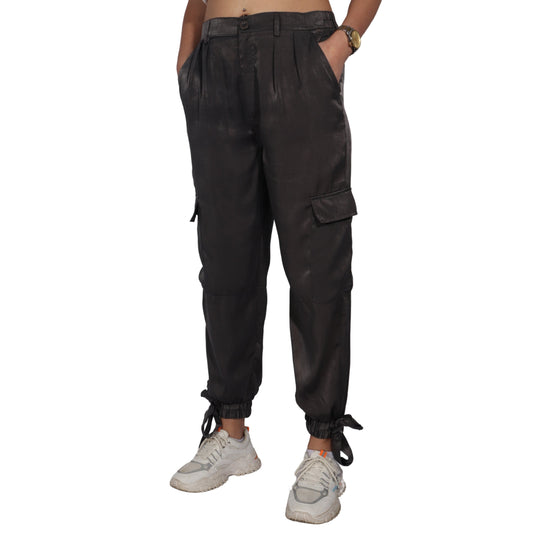 AND NOW THIS Womens Bottoms M / Grey AND NOW THIS - Satin Cargo Pants