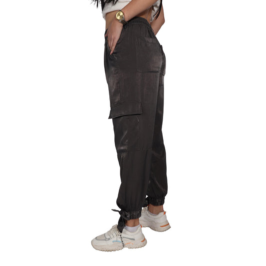 AND NOW THIS Womens Bottoms M / Grey AND NOW THIS - Satin Cargo Pants