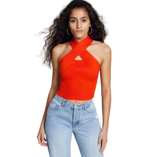 AND NOW THIS Womens Tops S / Orange AND NOW THIS - Ribbed Halter Top