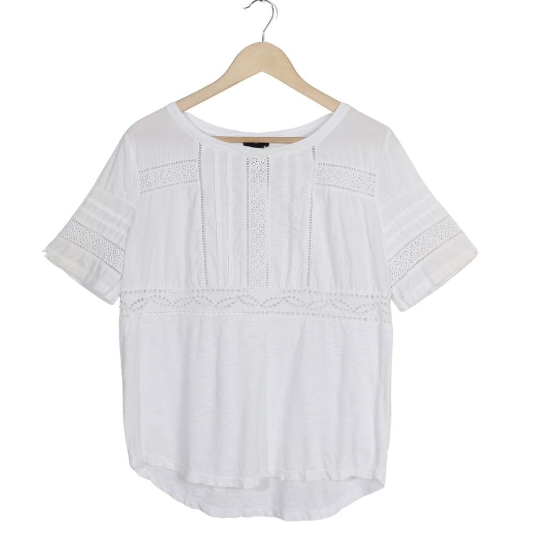 ANN TAYLOR Womens Tops M / White ANN TAYLOR - Pull Over Lace Top