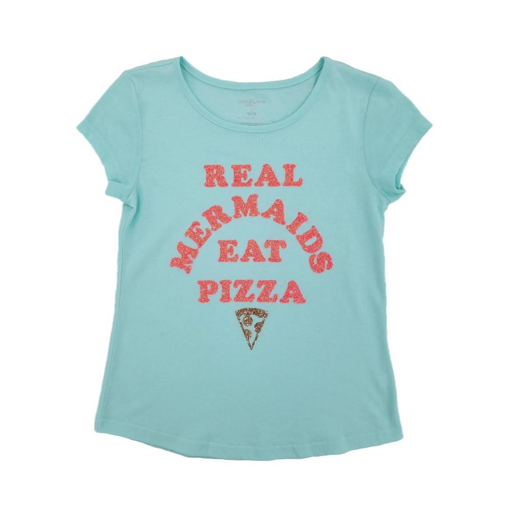 Arizona Girls Apparel 10-12 Years Kids - T-Shirt Tee - Real Mermaids Eat Pizza