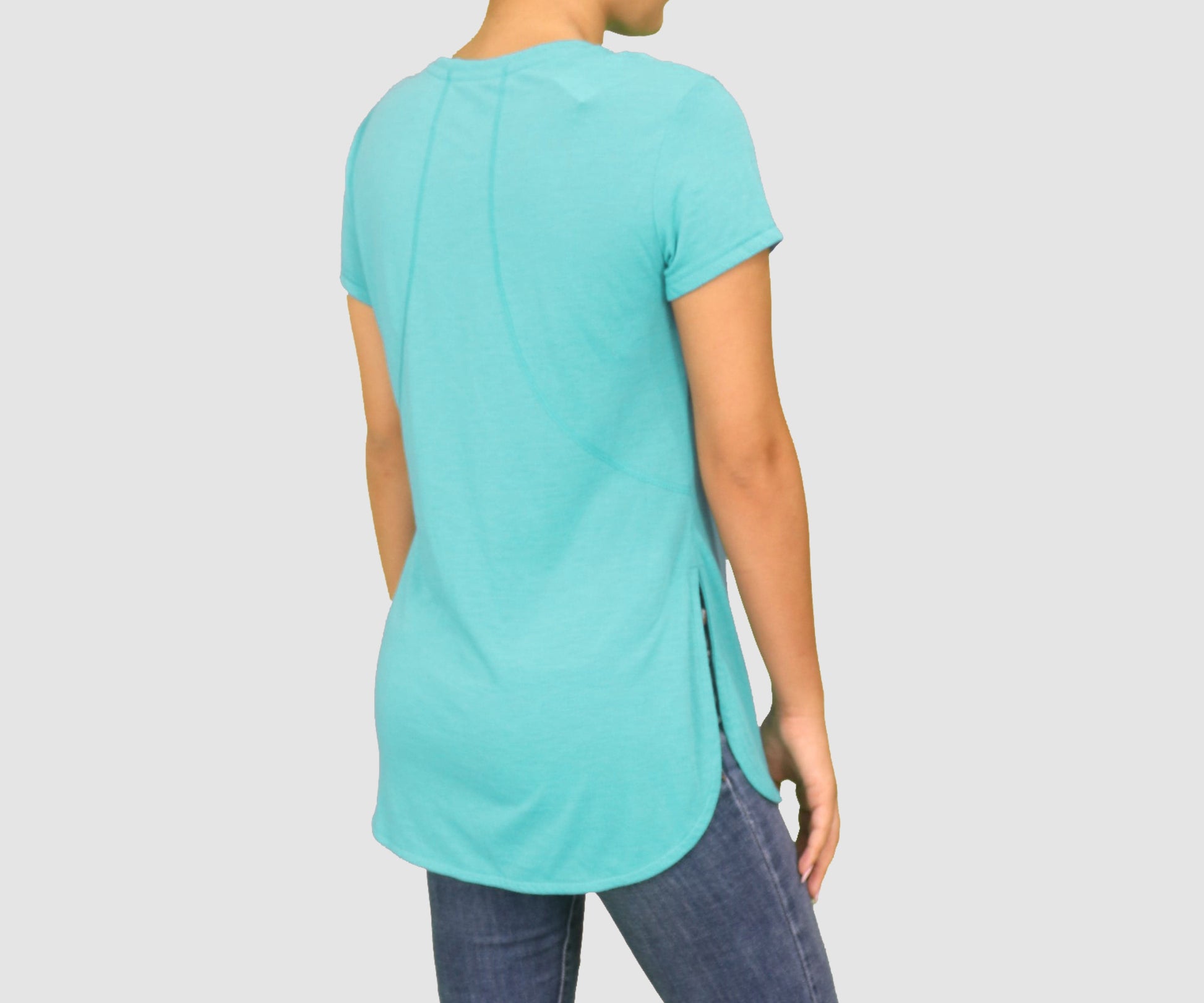ATHLETIC WORKS Womens Tops Small / Teal Short Sleeve Top