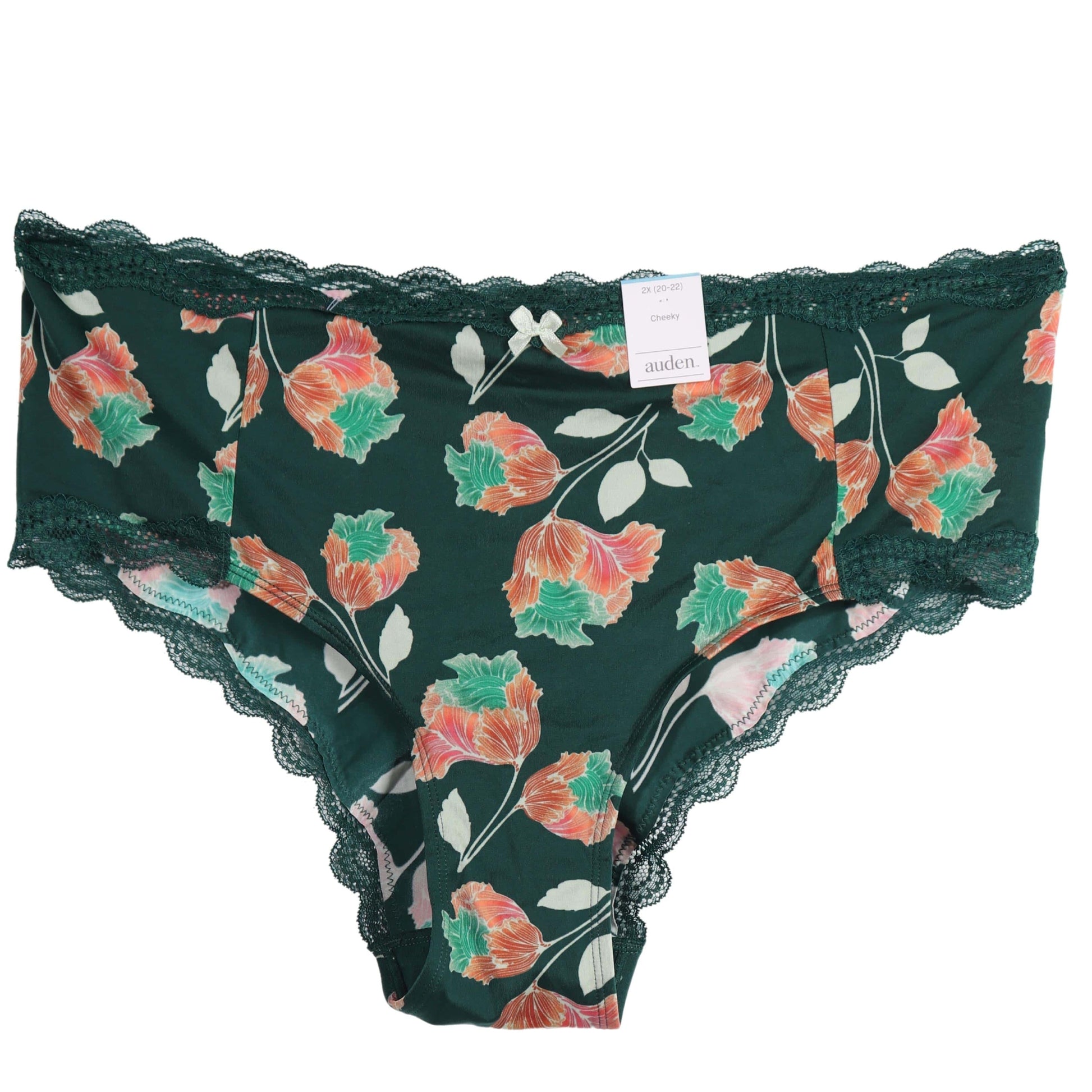 AUDEN Womens Underwear XXL / Green AUDEN - Printed Slip Laser Cut