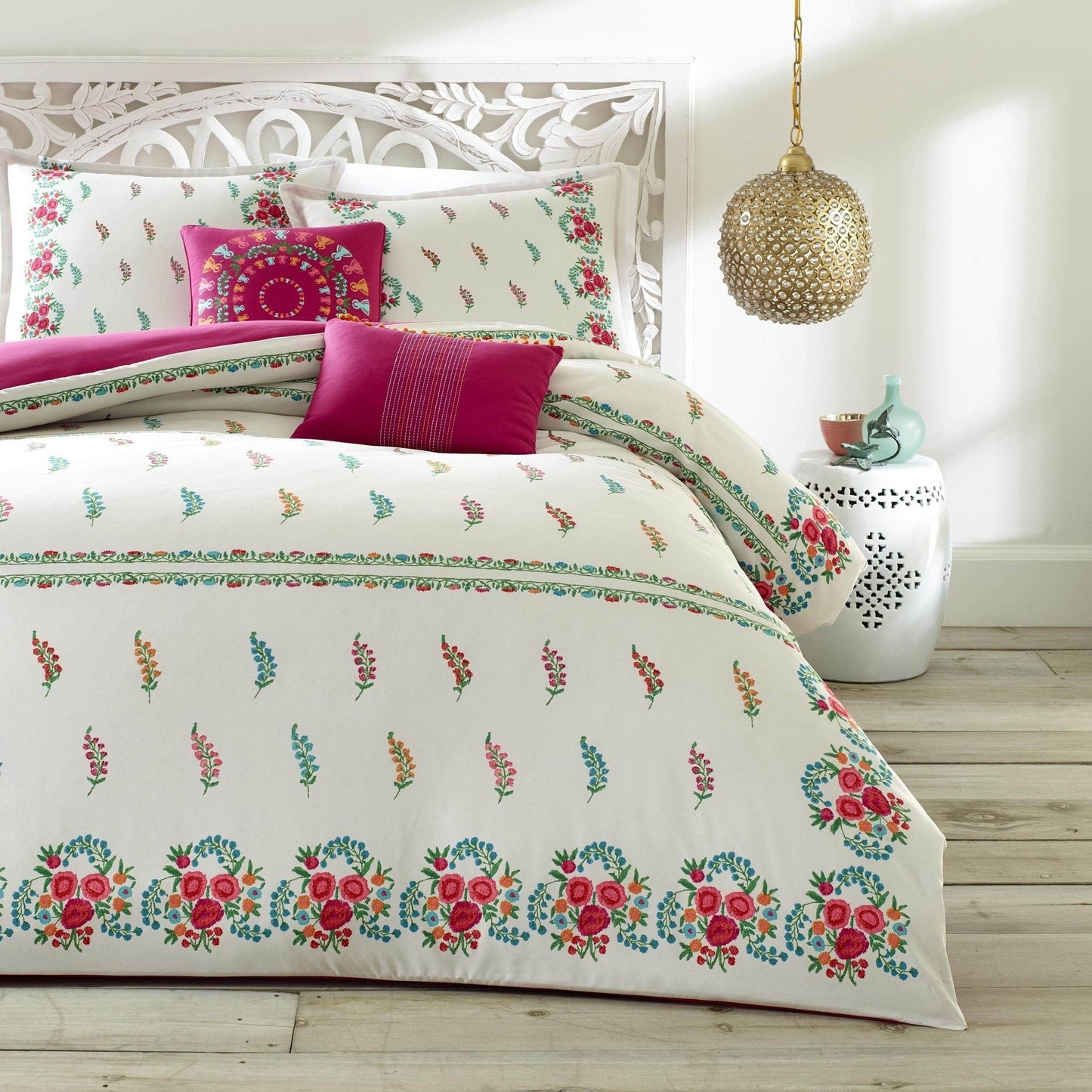 AZALEA SKYE Comforter/Quilt/Duvet Twin - 174cm x 224cm / Off-white/Pink Myra Duvet Cover Set  - 2 Pieces