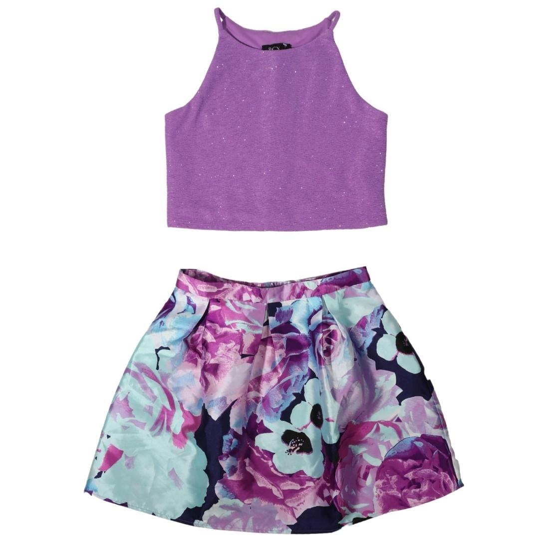 BCX Girls Sets L / Multi-Color BCX - Kids - Lace & Floral-Print Dress Set