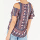 BCX Womens Tops Small / Multicolor Printed Cold-Shoulder Top