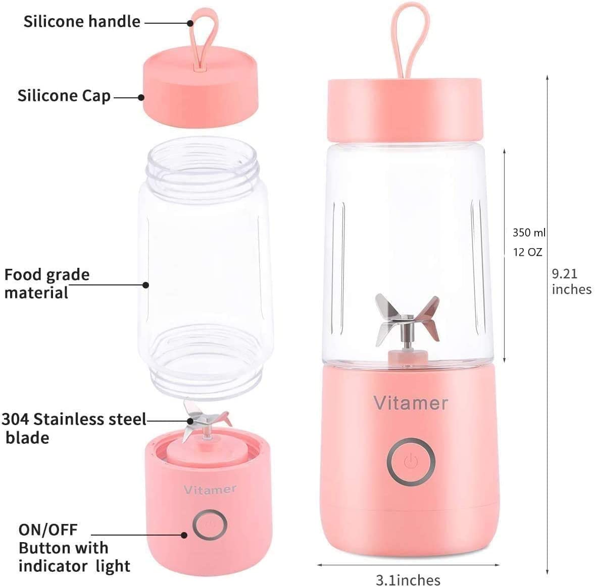 BRANDS & BEYOND Kitchen Appliances Pink Vitamer Mini USB Rechargeable Juicer cup