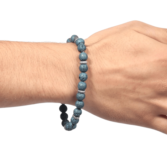 BRANDS & BEYOND Mens Accessories Blue Stunning Lava Rock Bracelets
