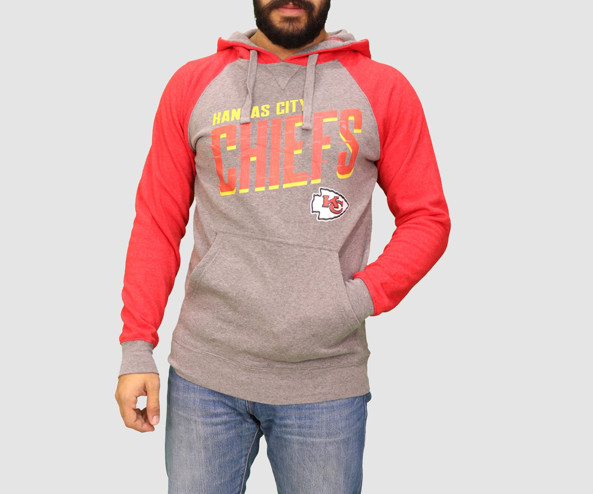BRANDS & BEYOND Mens sports Small / Red-Grey Kansas City Chiefs Hoodie