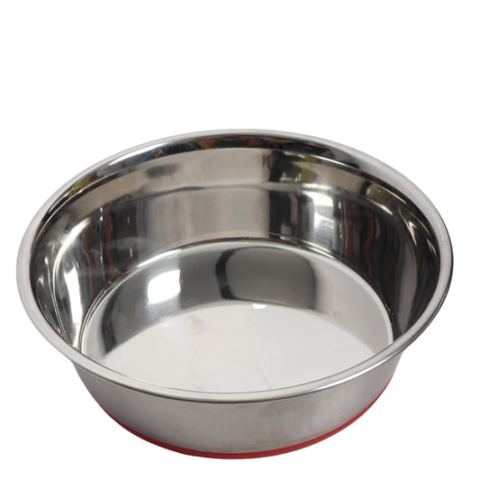 BRANDS & BEYOND Pet Accessories 13cm / Silver Stainless Steel Pet Bowl With Full Bonded Rubber Base - 13cm
