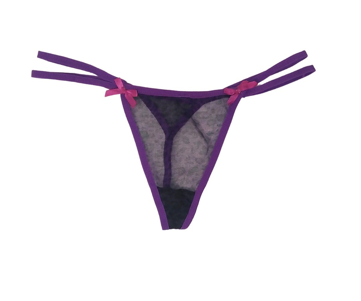 BRANDS & BEYOND womens underwear M / Purple Leopard Mesh G-String