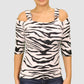 Cache Womens Tops Small / White/ Black Off Shoulder 3/4 Sleeve Top