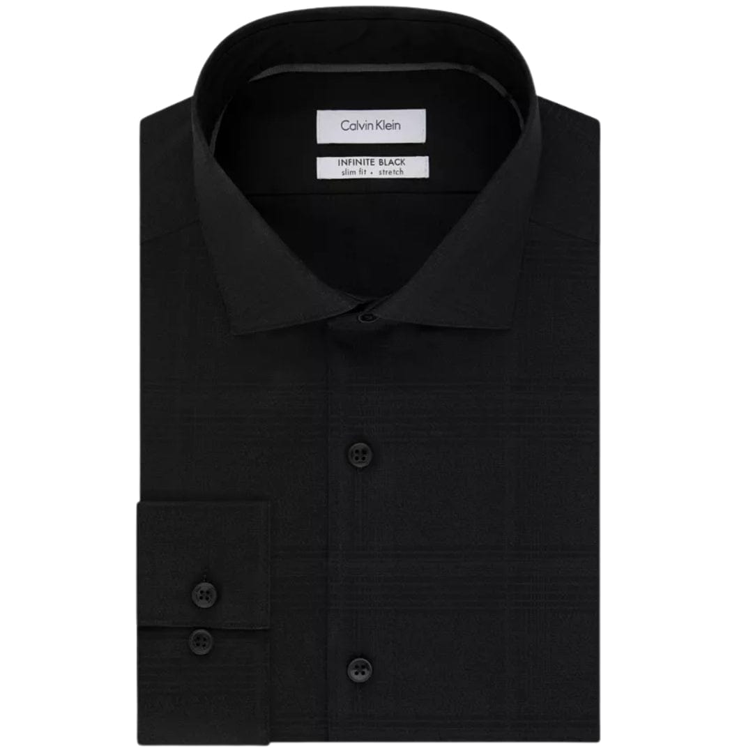 CALVIN KLEIN Mens Tops L / Black CALVIN KLEIN -  Collared Slim Fit Dress Shirt