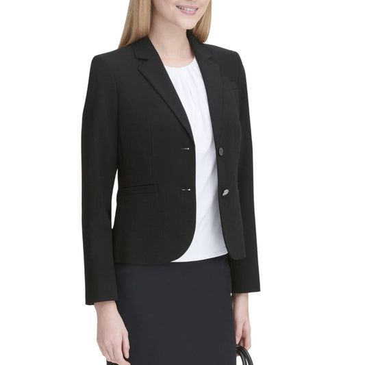 CALVIN KLEIN Womens Jackets Petite L / Black CALVIN KLEIN - Black Fitted Wear to Work Blazer Jacket