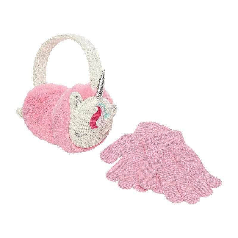 CAPELLI NEW YORK Clothing Accessories One-Size / Pink CAPELLI NEW YORK - Unicorn Earmuff And Gloves Set - 2 Pieces