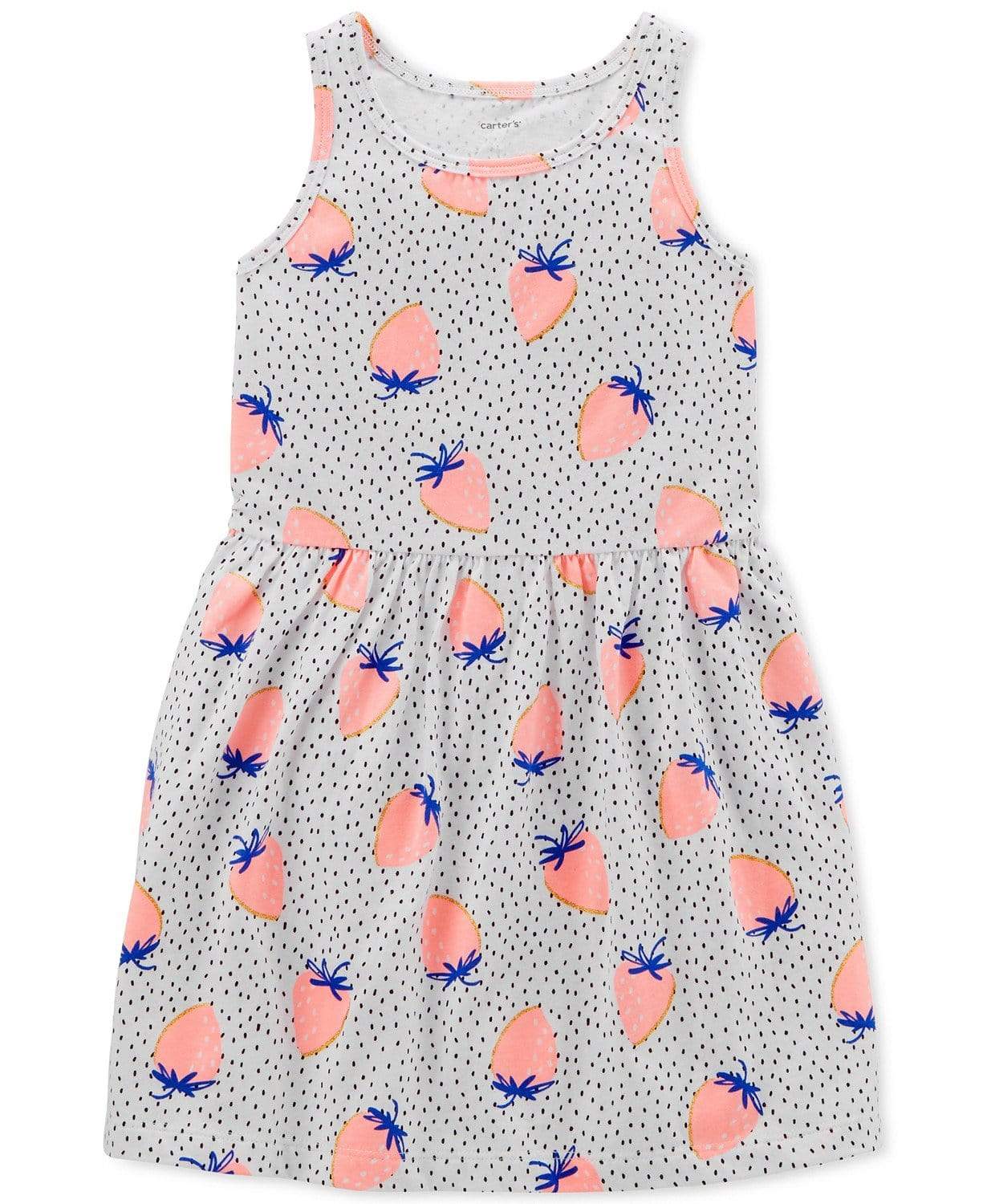 Carter's Apparel 4-5 Years Kids - Strawberry-Print Cotton Tank Dress