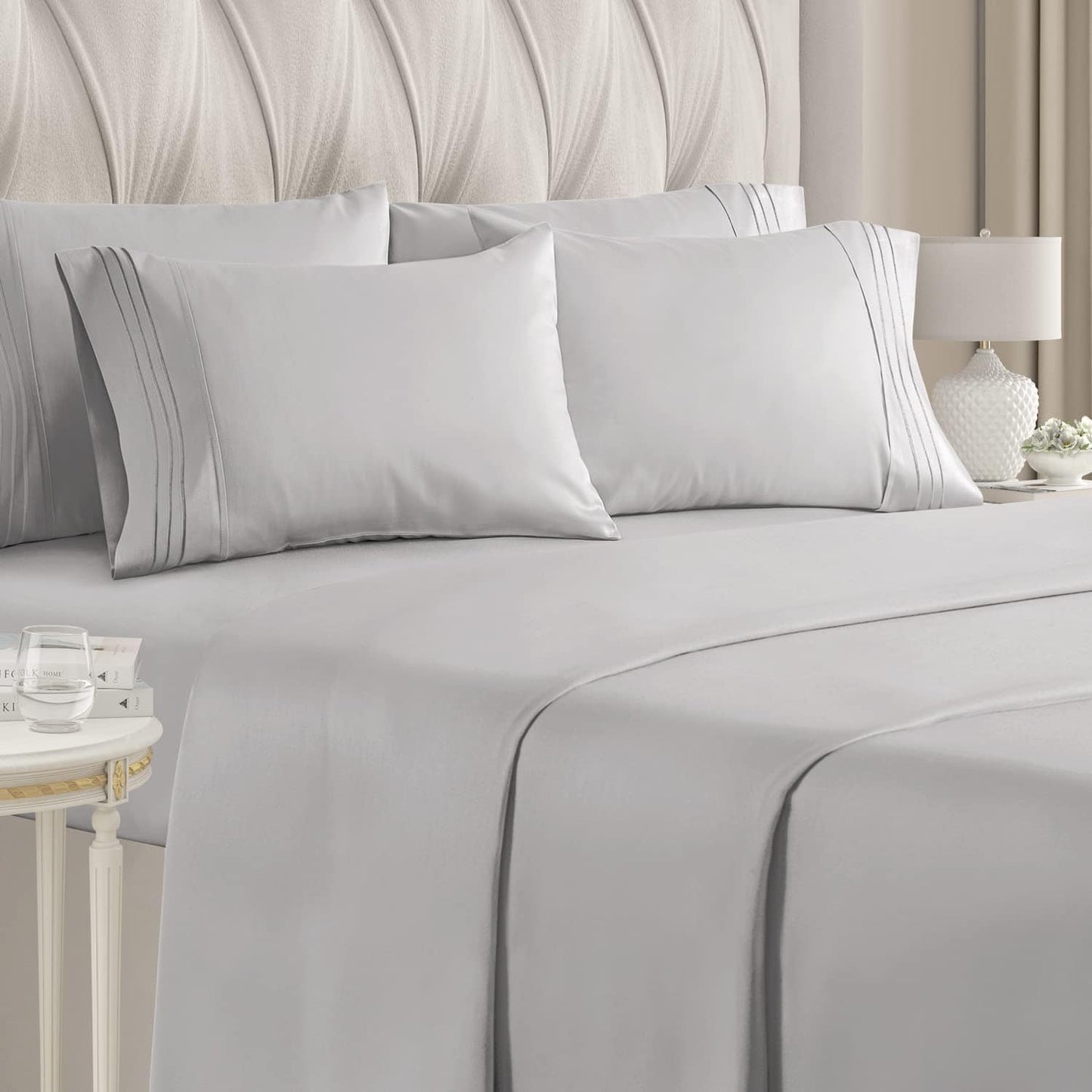 CGK Comforter/Quilt/Duvet Queen / Grey CGK - Luxury Bed Sheets 6 Piece Set