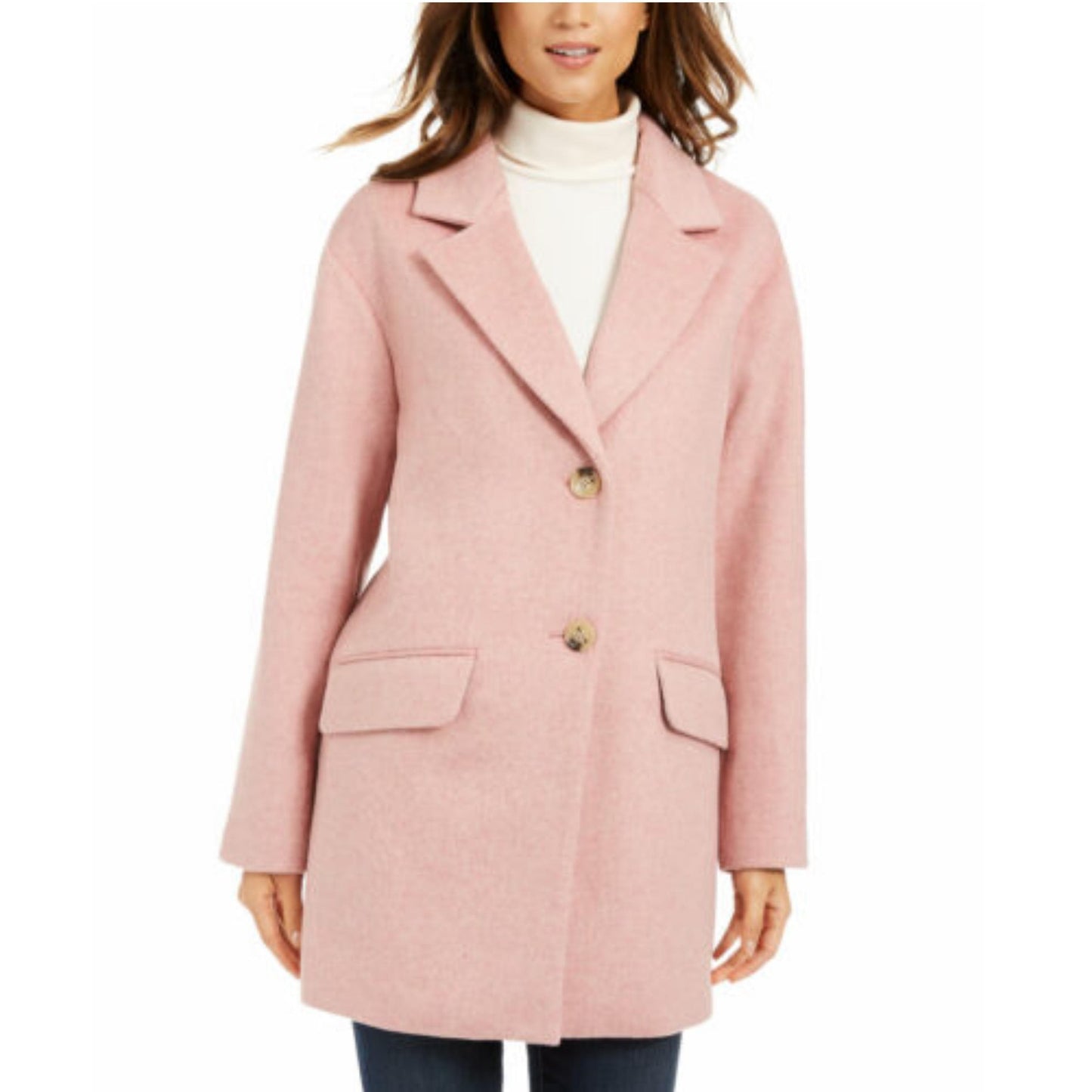CHARTER CLUB Womens Jackets M / Pink CHARTER CLUB - Notched-Collar Coat