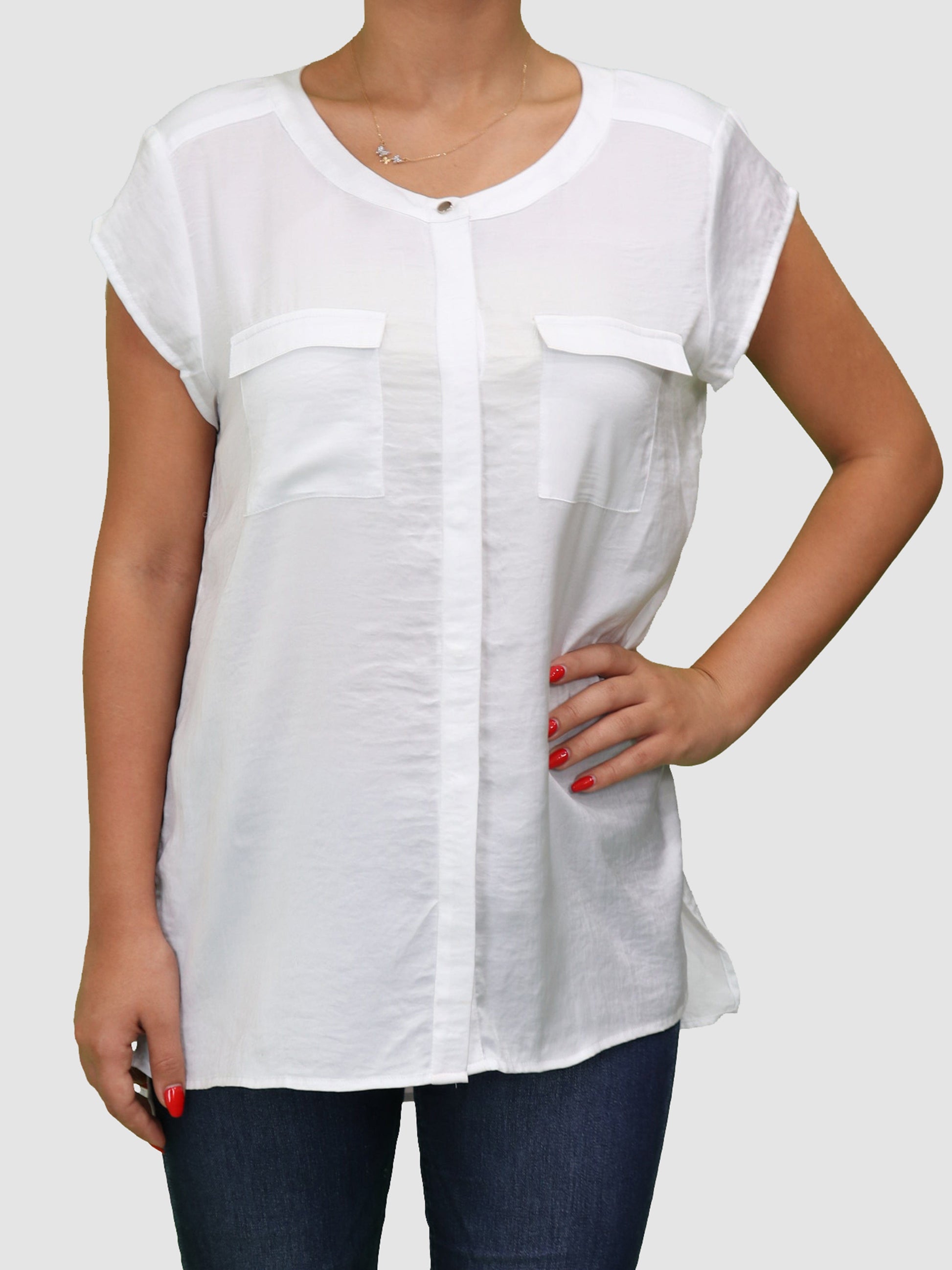CHICO'S Womens Tops White / Medium Shirt Sleeveless