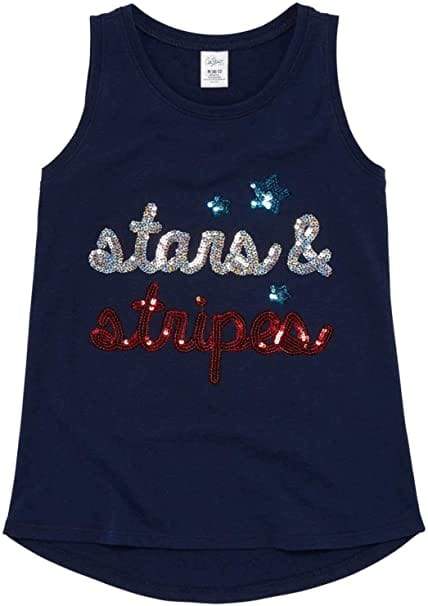CITY STREETS Apparel Kids - 4th of July Patriotic Sequin Star and Stripe Navy T-Shirt
