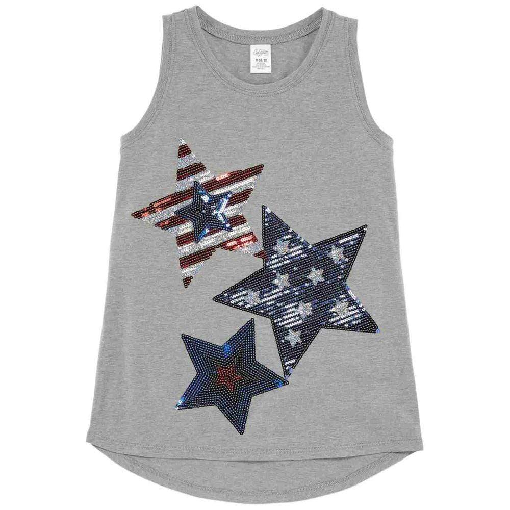City Streets Apparel 16 Years Kids - Sequin Stars American Flag Tank Top