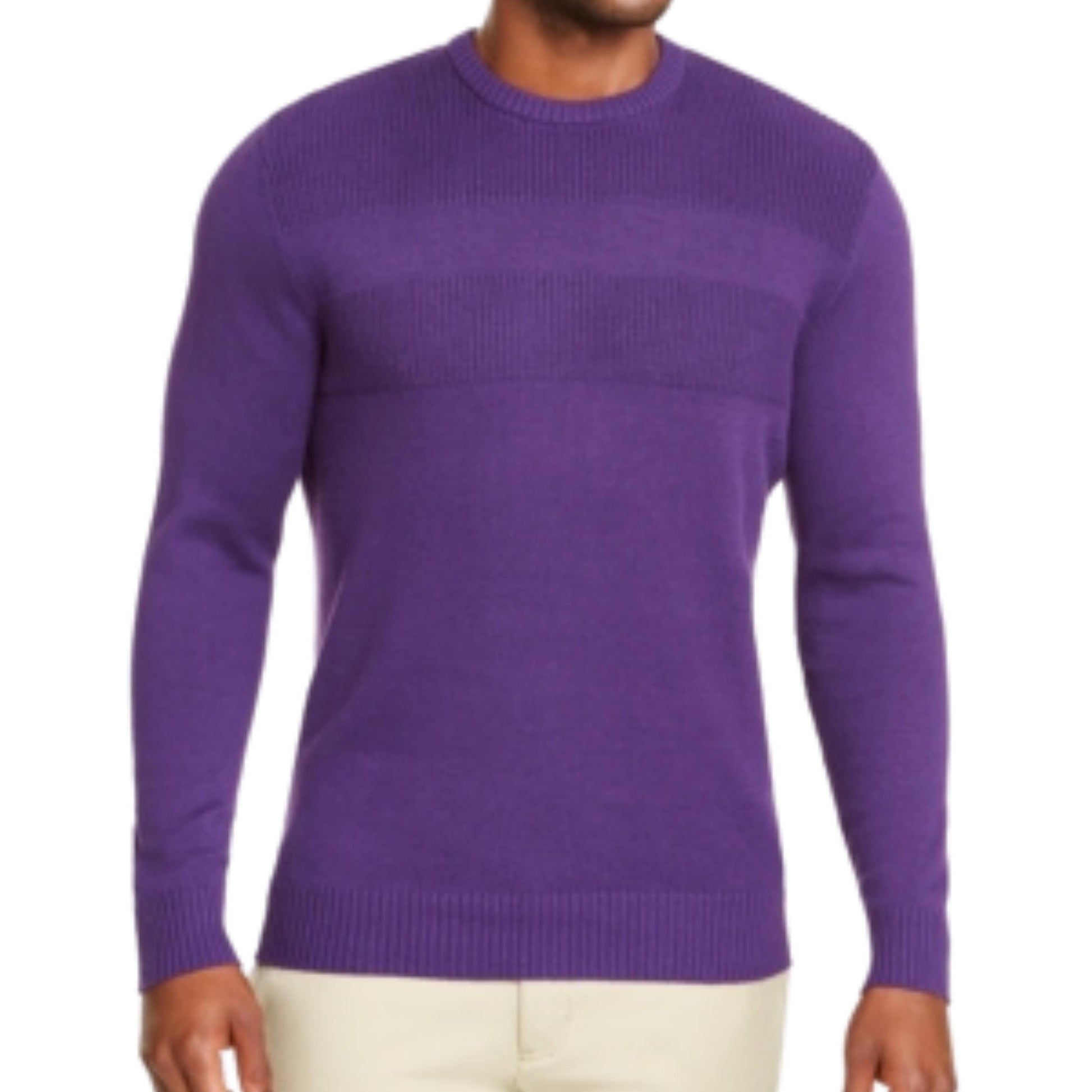 CLUB ROOM Mens Tops M / Purple CLUB ROOM - Ribbed Trim Crewneck Sweater