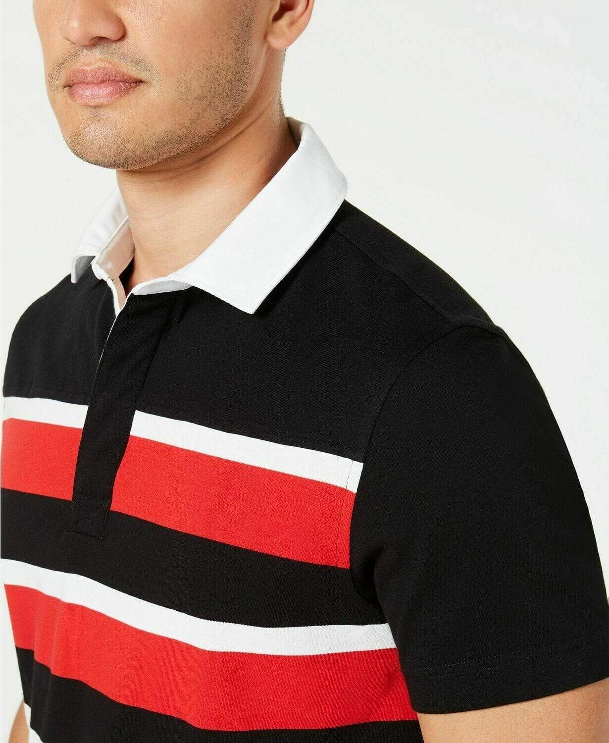 Club Room Mens Tops Large / Black / Red / White Striped Polo Shirt