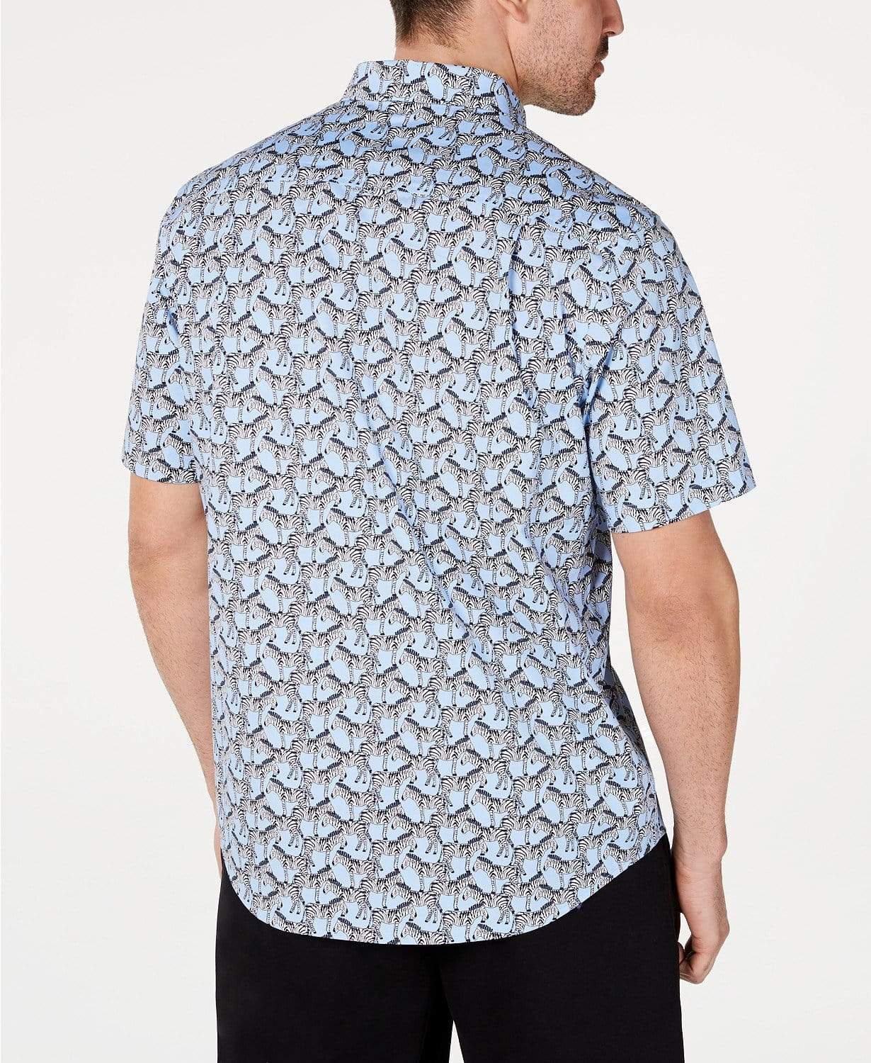 Club Room Mens Tops L / Blue Zebra-Print Shirt