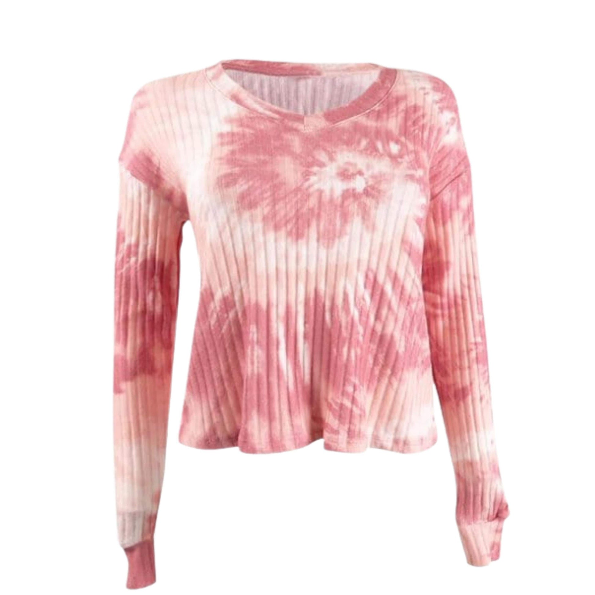 CRAVE FAME Womens Tops CRAVE FAME - Cozy Ribbed Tie-Dyed Top