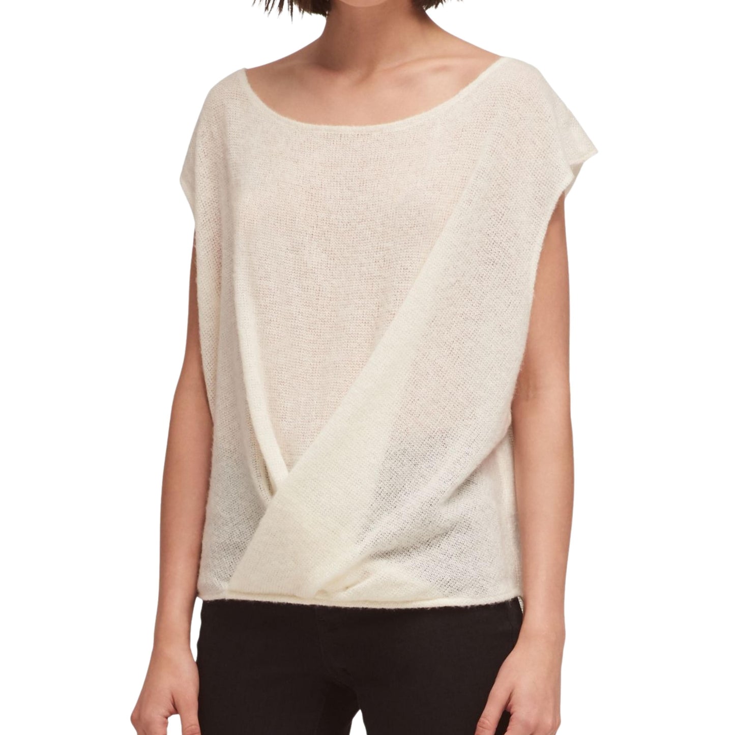 DKNY Womens Tops M / Off-White DKNY - Front Scoop Neck Sweater