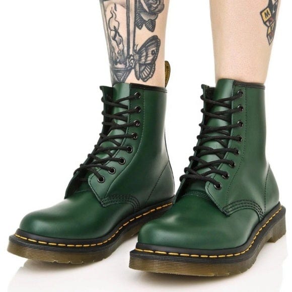 DR. MARTENS Mens Shoes 42 / Green Original Dr Martens - 1460 Leather Combat Boot
