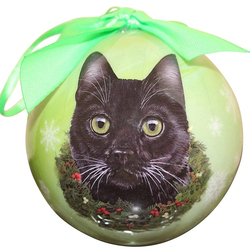 E&S General Merchandise Green E&S - Christmas Ornament Ball-Black cat