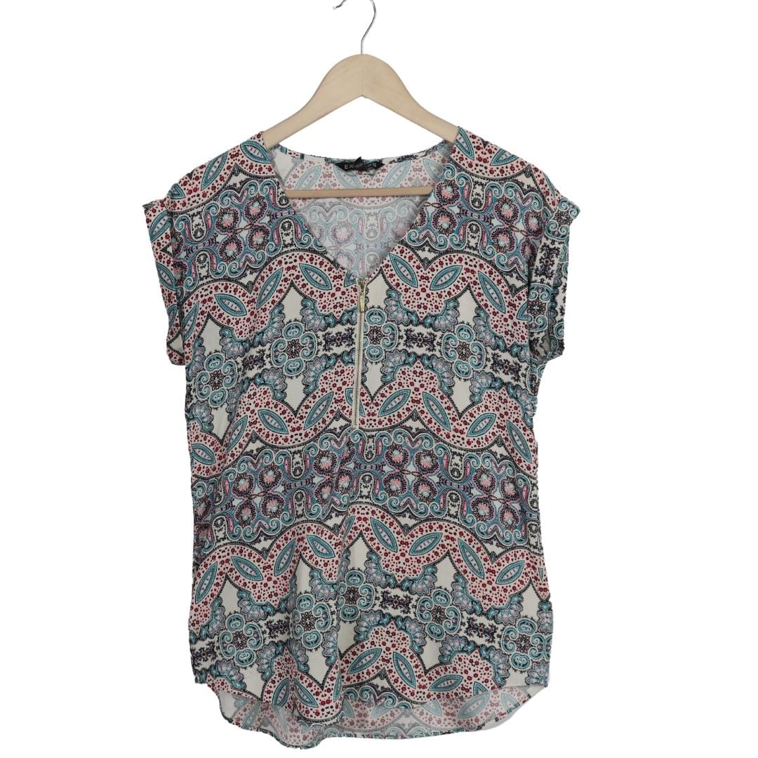 EXPRESS Womens Tops M / Multi-Color EXPRESS - Printed Short Sleeve Top