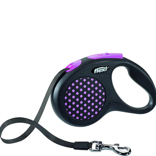 FLEXI Pet Supplies M / Black- Pink FLEXI - Nylon Tape Retractable Dog Leash - 5 Meters- Suitable Weight Under 20 KG