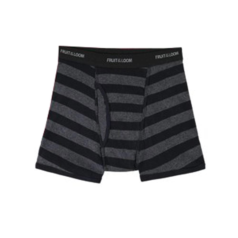 FRUIT OF THE LOOM Mens Underwear M / Grey FRUIT OF THE LOOM - Striped Boxer Briefs