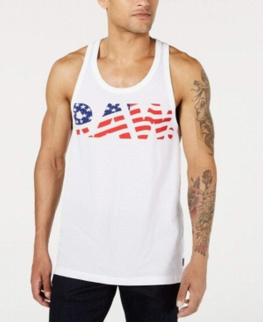G-Star Raw Mens Tops White / X-Large Raw T-Shirt Flag Logo American USA Tank Top