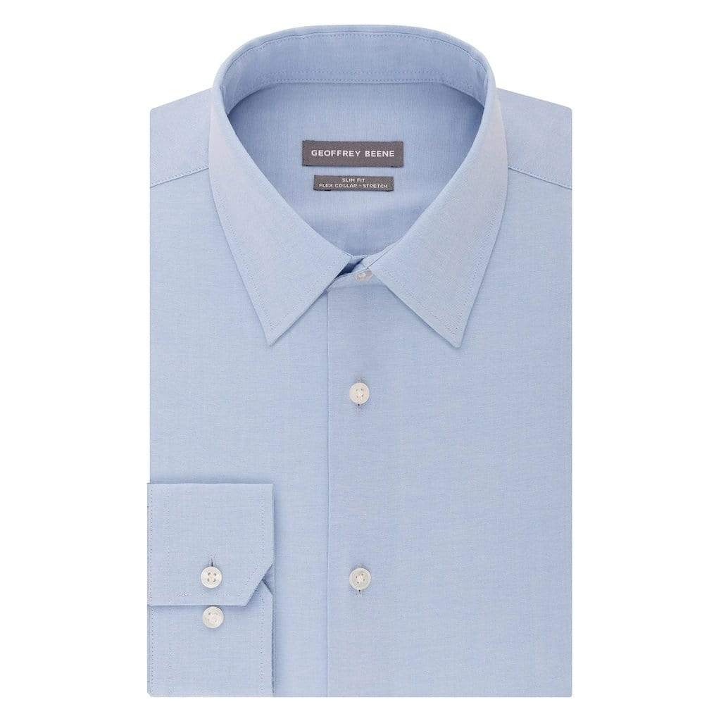 Geoffrey Beene Mens Tops 16-16.5/ Large Slim Fit Stretch Flex Collar Dress Shirt