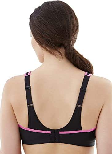 GLAMORISE womens underwear 40C / Black - Pink Wirefree Back Close Sports Bra
