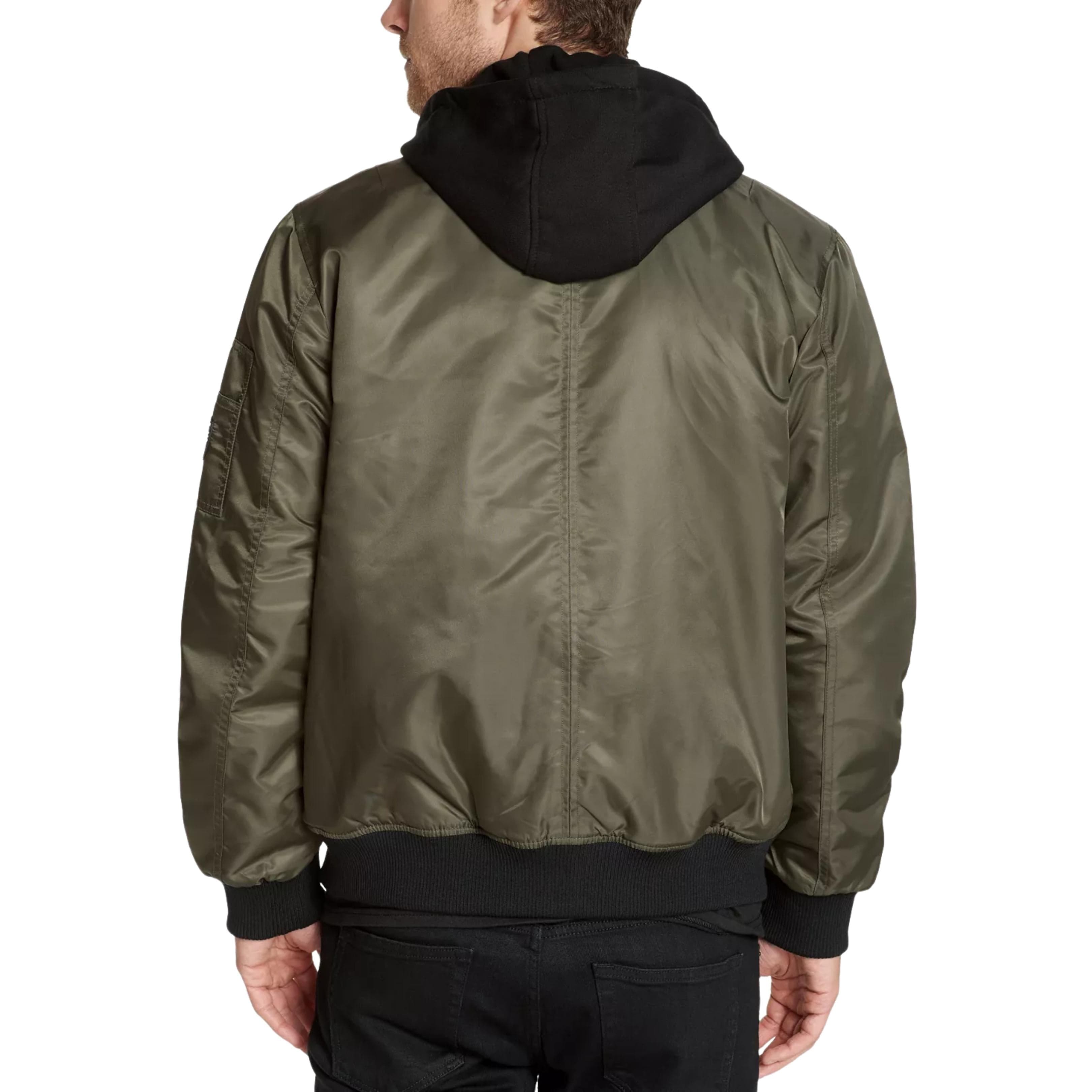 Guess men's bomber jacket 2025 with removable hooded inset