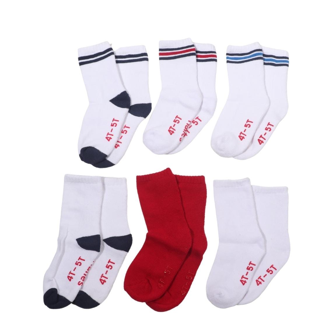 HANES Clothing Accessories 4-5 Years / Multi-Color HANES - 6 Pairs Boys Toddler Crew