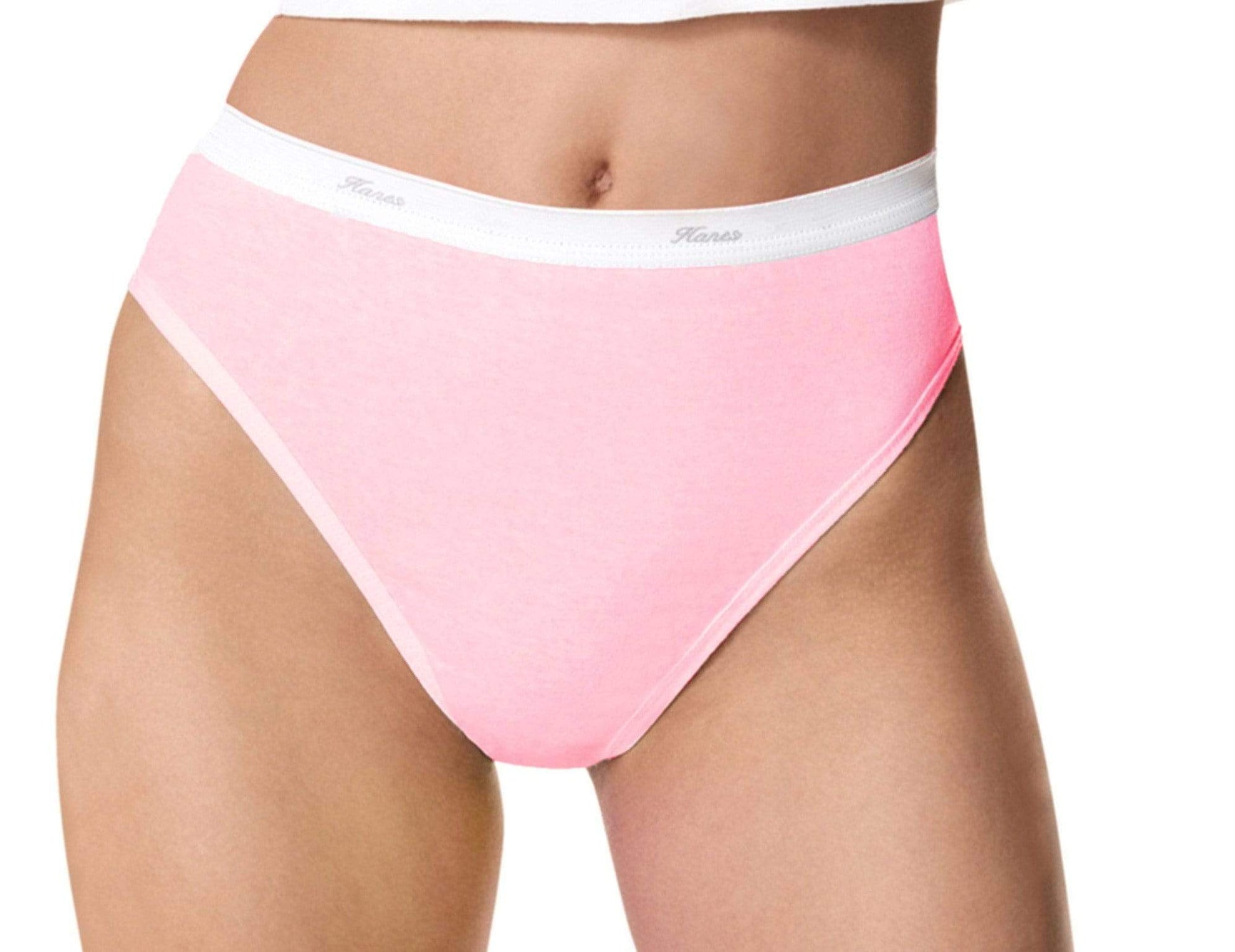 HANES womens underwear Medium / Pink Cotton Hi-cut Panties