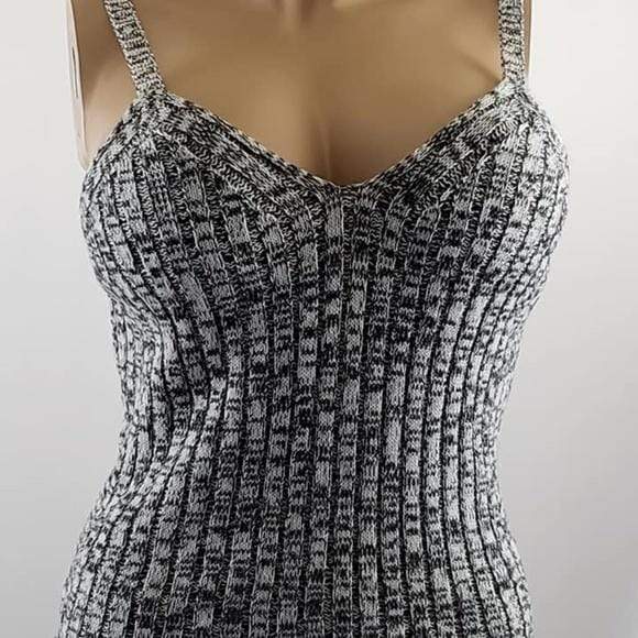 HOOKED UP Womens Tops L / Black/White Marled Rib-Knit Sweater Tank