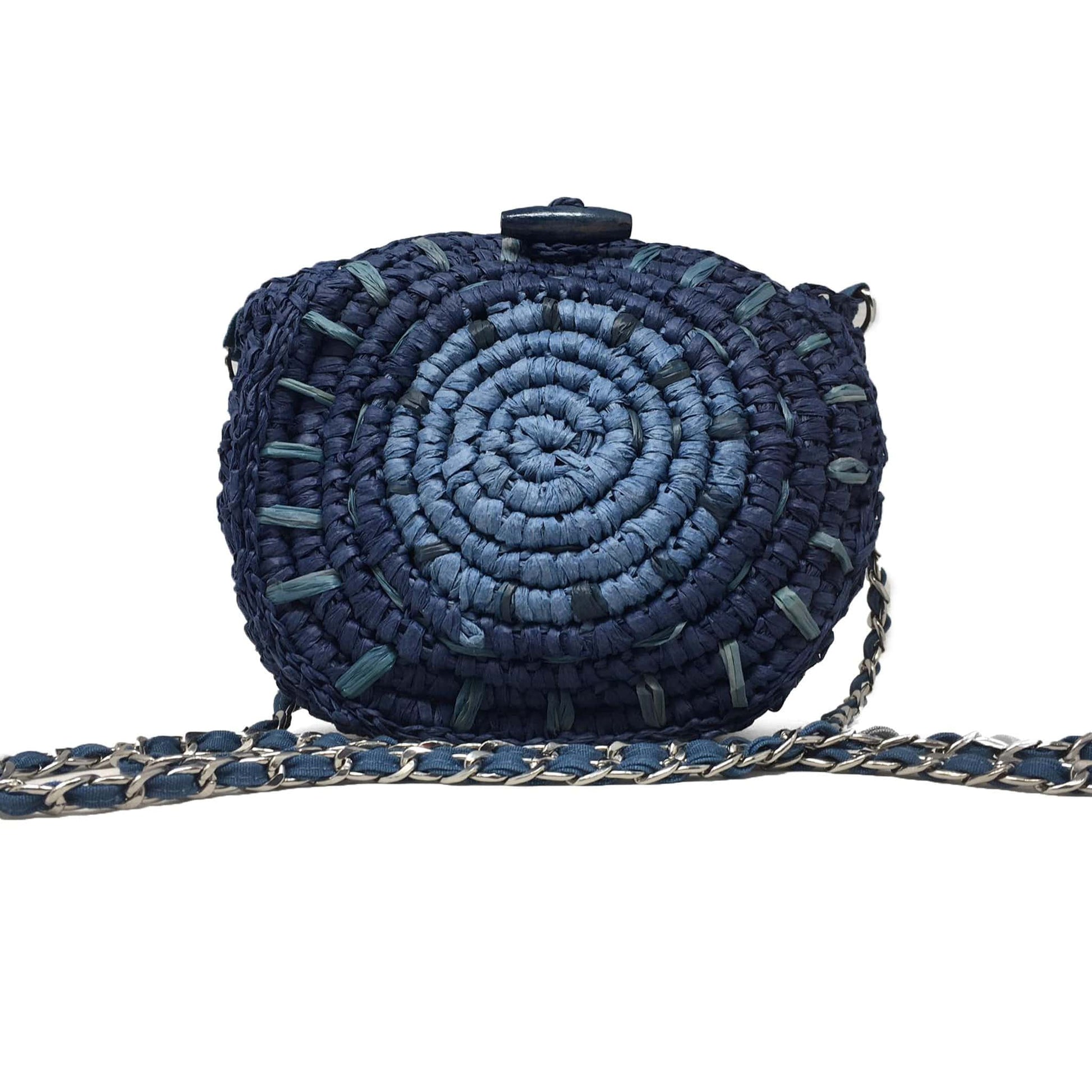 INC Handbags 8cm x 20cm / Navy/ Blue Straw Circle Cross-Body