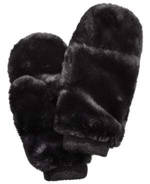 INC INTERNATIONAL CONCEPTS Clothing Accessories One-Size / Black I.N.C. INTERNATIONAL CONCEPTS - Pop Top Faux Fur Mittens