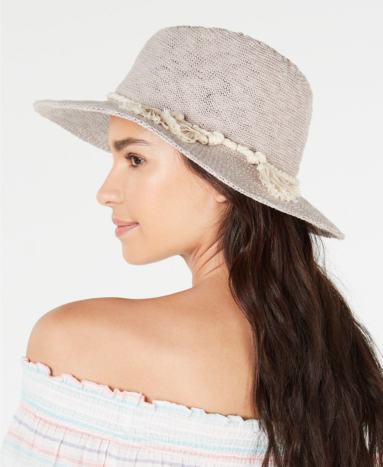INC INTERNATIONAL CONCEPTS Clothing Accessories One Size / Grey INC - Packable Textured Tassel Panama Hat