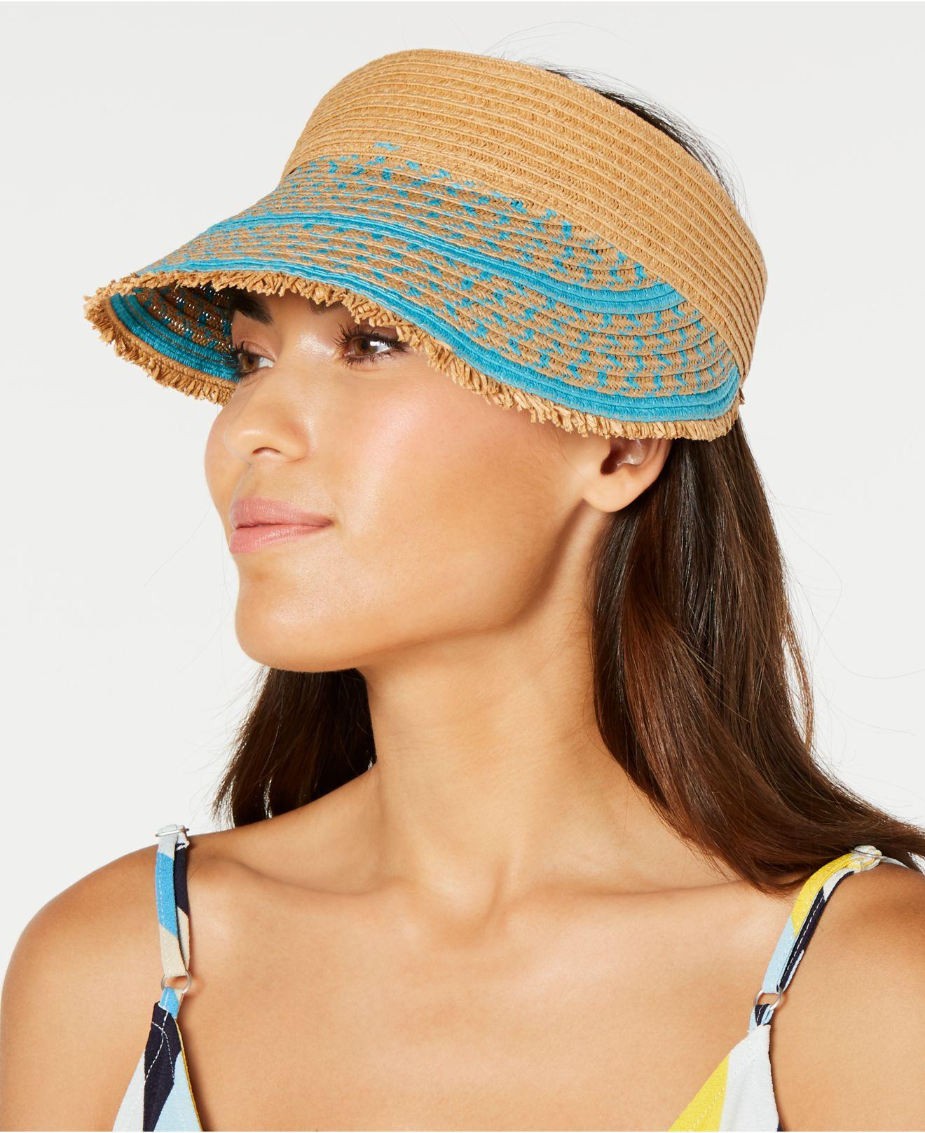 INC INTERNATIONAL CONCEPTS Clothing Accessories One Size Printed Tweed Stripe Frayed Edge Visor