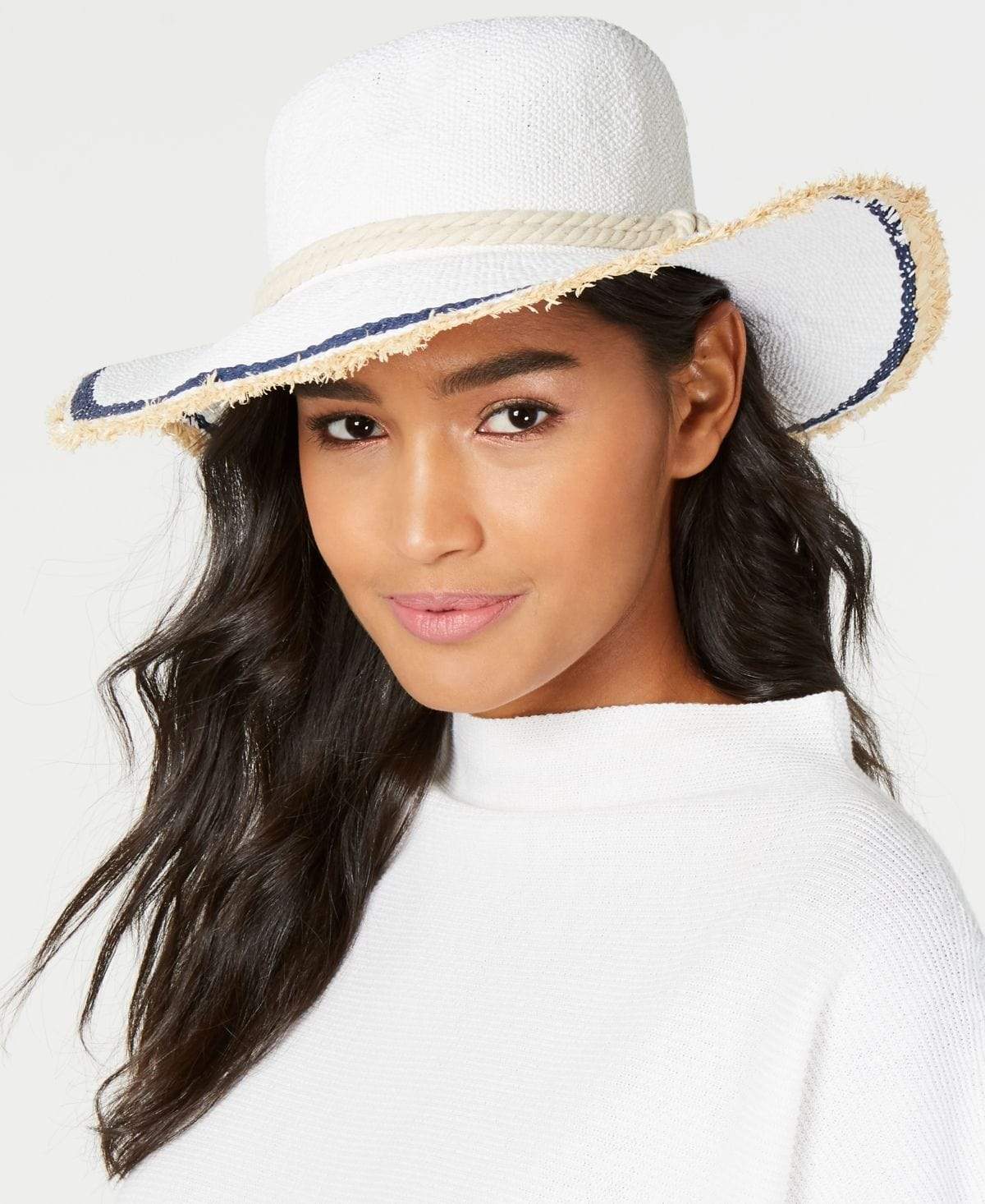I.N.C International Concepts Clothing Accessories One Size Twisted Straw & Rope Detail Floppy Hat