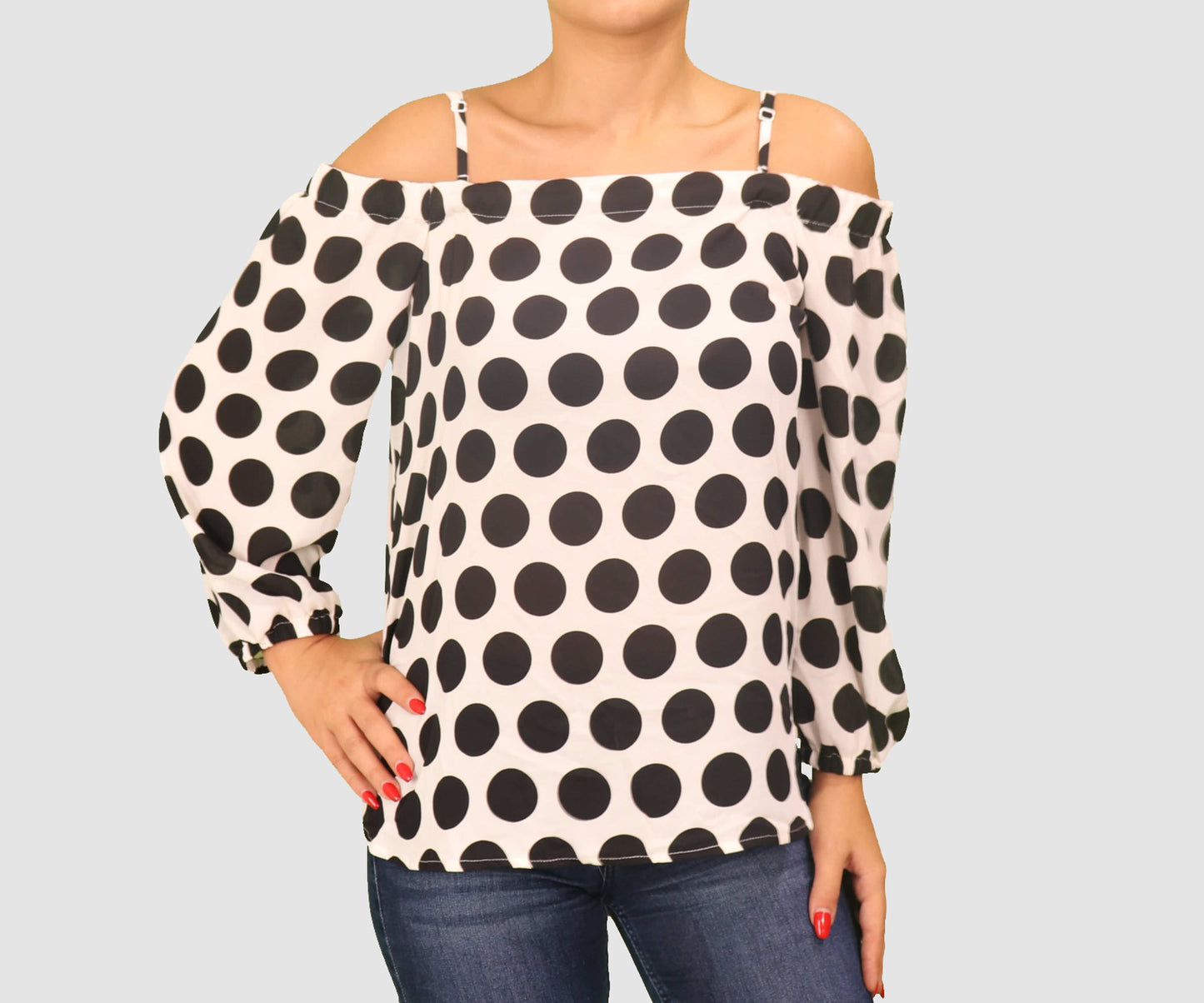 INC INTERNATIONAL CONCEPTS Womens Tops Small / Black/ White Off Shoulder Long Sleeve Top